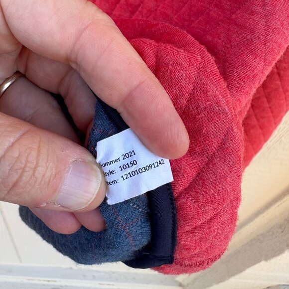Marine Layer Corbet Reversible Quilted Pullover Sweater Mens Small Red Blue Snap - Picture 5 of 10